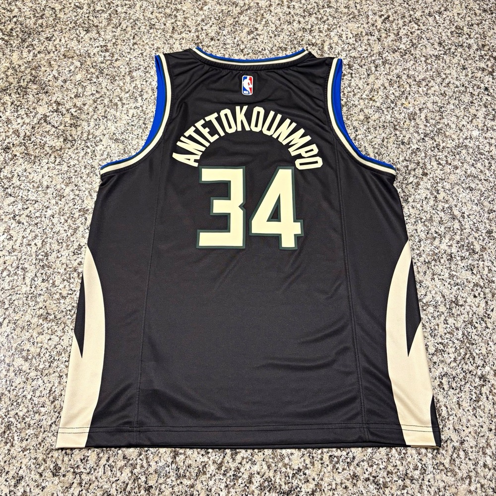 Giannis Antetokounmpo Milwaukee Bucks #34 Fanatics NBA Jersey Mens Size M Black